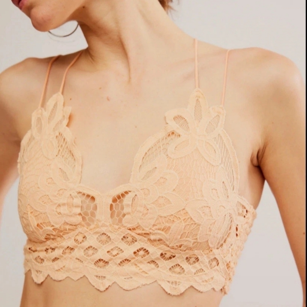 NEW Intimately Free People Adella Longline Bralette Crochet Lace Electric Nectar